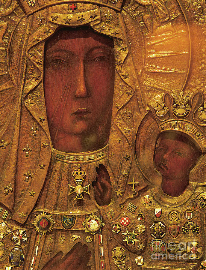 688x900 Black Madonna Painting By Polish School - Black Madonna Painting