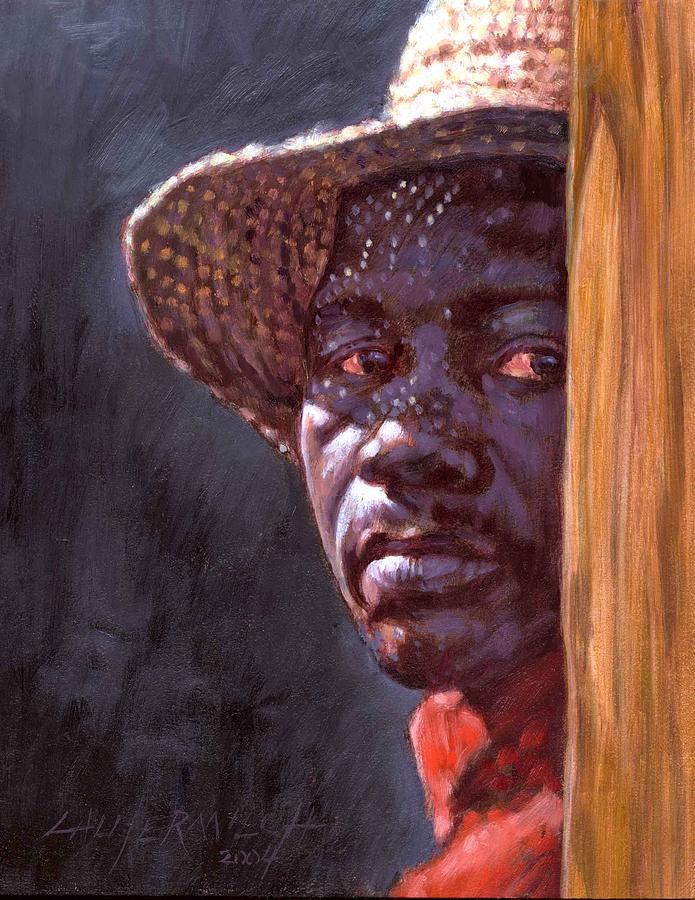 695x900 Man In Straw Hat Painting By John Lautermilch - Black Man And Woman Painting