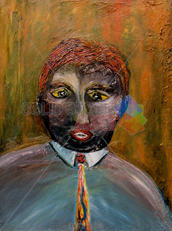 340x455 Stock Photo Of Oil Painting Of Black Man With Yellow Eyes Orange - Black Man And Woman Painting