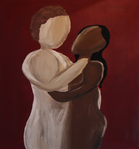 561x600 White Man Black Women By Natevelli - Black Man And Woman Painting