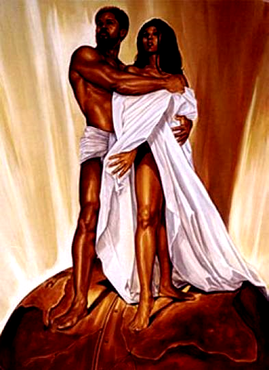 393x540 Black Love Art Black Romantic Art Art For Women - Black Man And Woman Painting