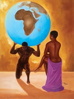 236x318 Black Man Protecting His Family - Black Man And Woman Painting