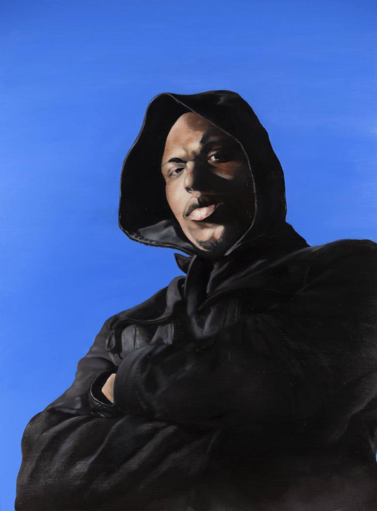 770x1044 Saatchi Art Black Man In Hoodie Painting By Waleed Johnson - Black Man Painting
