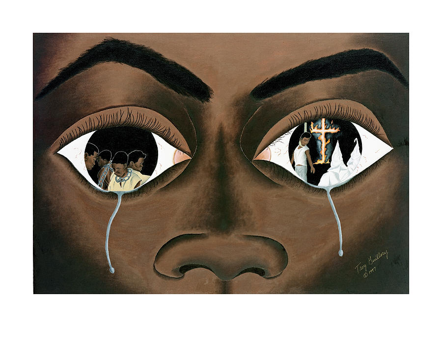 900x720 Tears Of A Black Man Painting By Troy Guillory - Black Man Painting