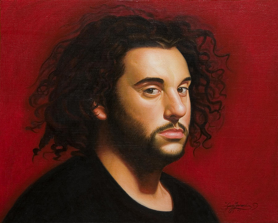 900x723 Young Man In Black Painting By Gary Hernandez - Black Man Painting