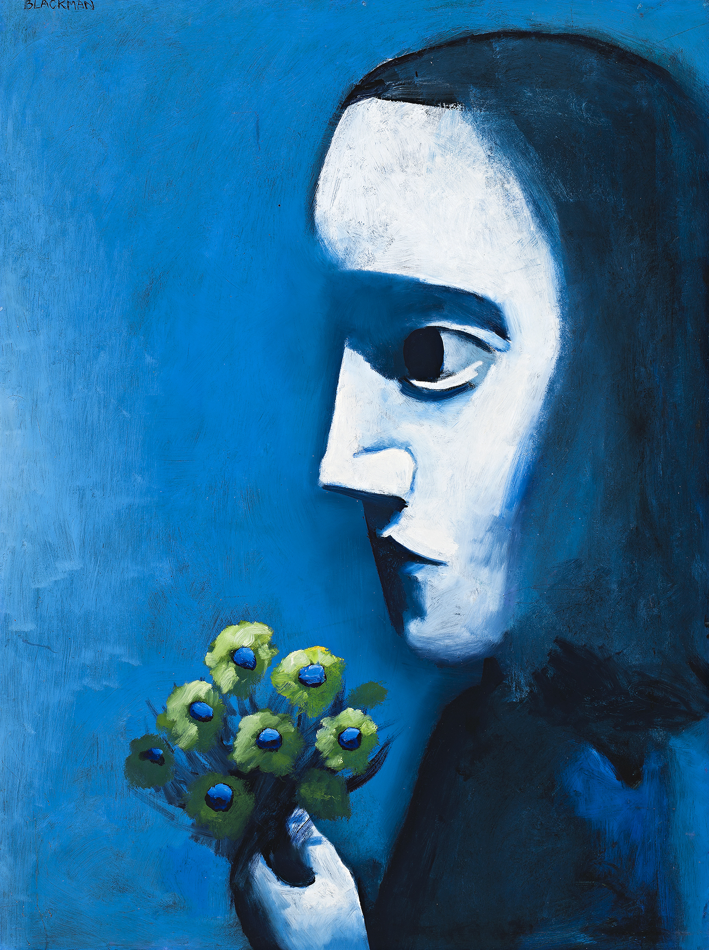 1411x1890 Girl With Flowers, C.1958 Deutscher And Hackett - Black Man Painting