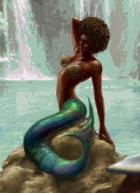 474x655 Pin By Neff On Black Is Beautiful - Black Mermaid Painting