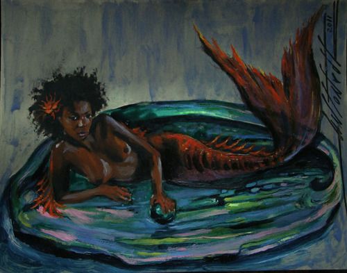 500x393 The 140 Best Beautiful Black Mermaids Images - Black Mermaid Painting