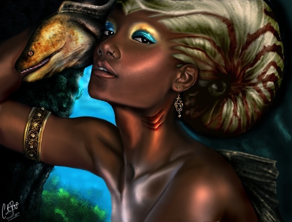 600x456 The 500 Best Fish People Xx Images On The Little - Black Mermaid Painting