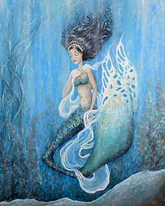 240x300 Black Mermaid Paintings - Black Mermaid Painting