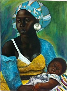 220x300 Black Mother And Child Paintings - Black Mother And Child Painting