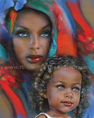 192x240 Mother And Child Paintings As Prints Posters Canvas - Black Mother And Child Painting