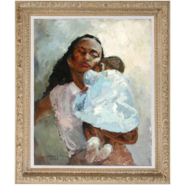 600x600 332 Svensto Painting, Black Mother And Child - Black Mother And Child Painting