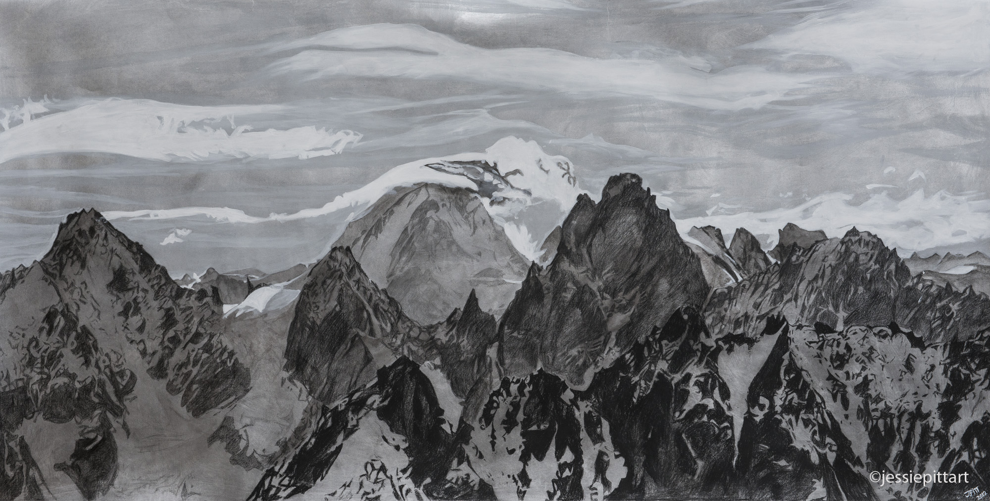 2000x1013 I Paint Mountains Jessie Pitt Portfolio Powder - Black Mountain Painting