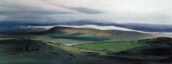 600x225 The Black Mountains, An Original Watercolour Painting Paintings - Black Mountain Painting