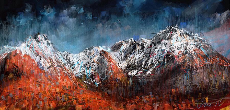 900x434 Black Mountains Of Skye Painting By Jono Cappuccino - Black Mountain Painting