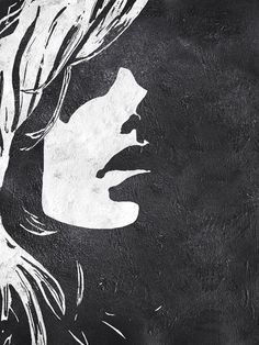 236x314 Black White Minimalist Abstract Painting Woman Face Silhouette - Black Painting