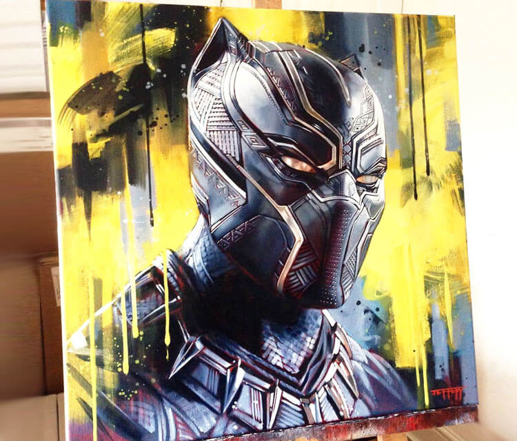 750x640 Black Panther Painting By Ben Jeffery No. 3125 - Black Panther Painting