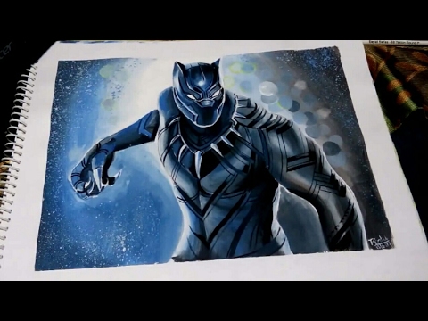 480x360 Painting Of Black Panther Marvel's Black Panther Poster Color - Black Panther Painting