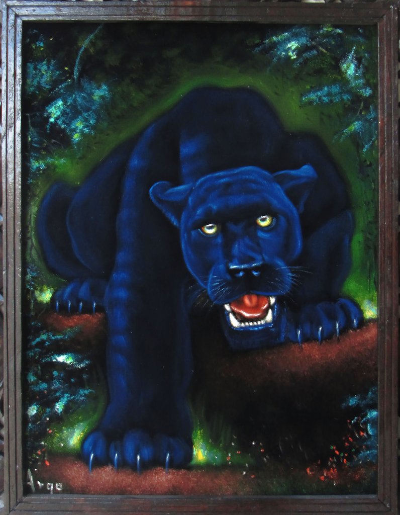 796x1024 Panther, Black Panther, Cougar, Original Oil Painting On Black - Black Panther Painting