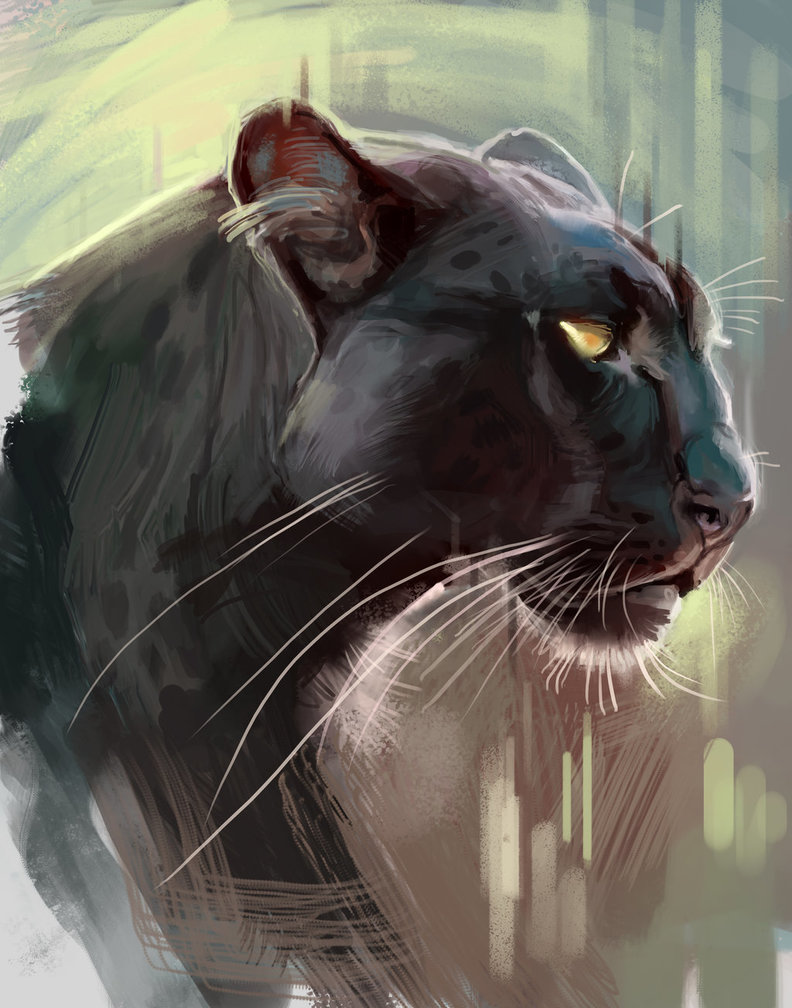 792x1008 Panther Painting Study By Tehchan - Black Panther Painting