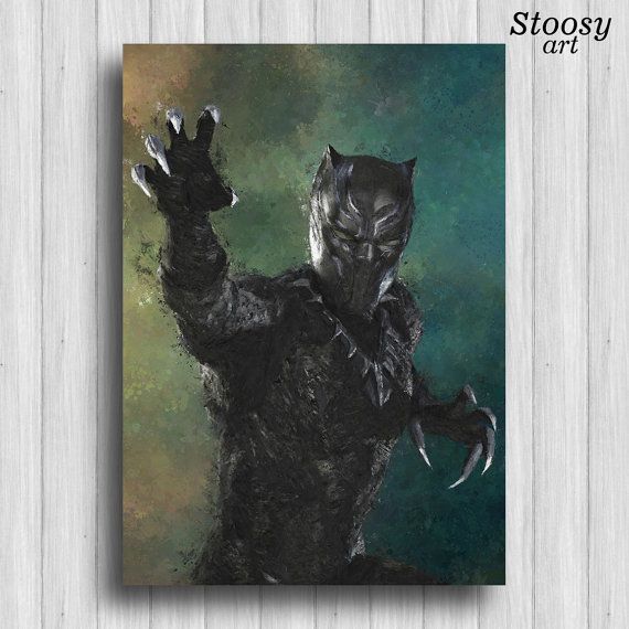 570x570 Wunder Der Black Panther Poster Drucken Superhelden Von Stoosyart - Black Panther Painting