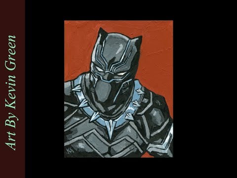 480x360 Black Panther Acrylic Speed Painting - Black Panther Painting