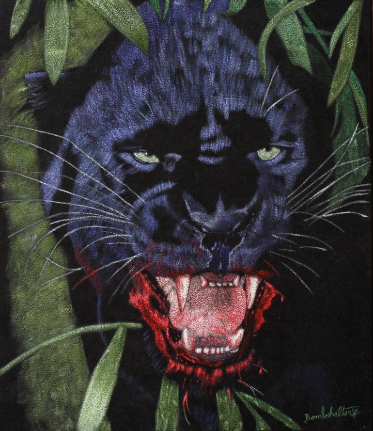770x889 Saatchi Art Black Leopard Ii Black Velvet Painting Painting By - Black Panther Velvet Painting