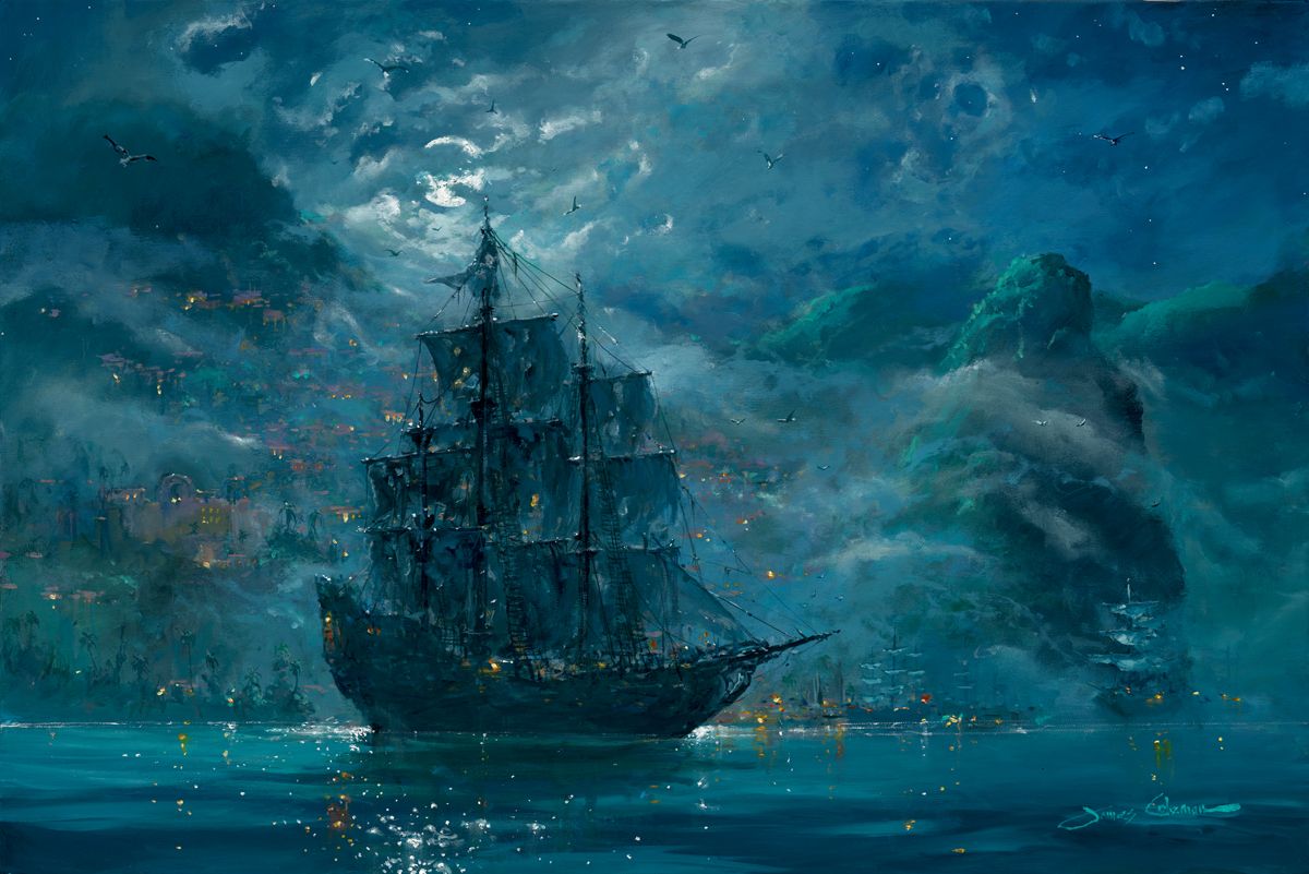 1200x801 James Coleman Moonlit Pearl Pirates Of The Caribbean Magic - Black Pearl Painting