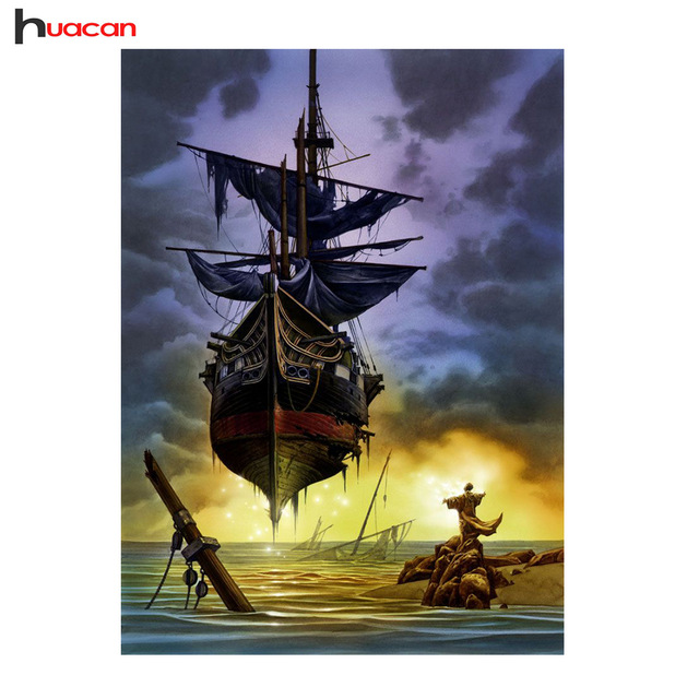 640x640 5d Diamond Embroidery Diy Landscape Square Patterns Rhinestone - Black Pearl Painting