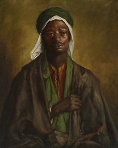 240x300 Art Oil Painting Black Man Portrait Arab People With Scarf Free - Black People Painting