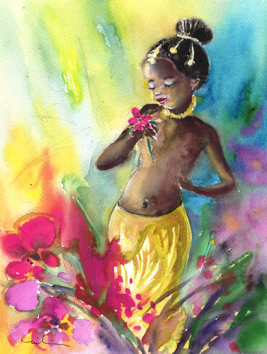 905x1200 The Little Princess And The Flower (Miki De Goodaboom) - Black Princess Painting