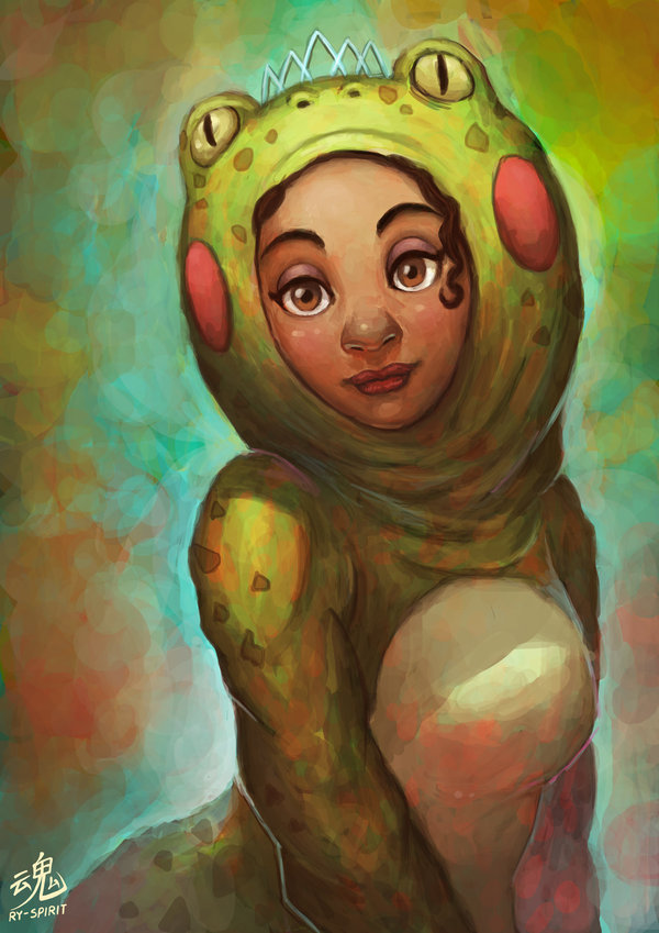 600x849 The Princess Frog By Ry Spirit - Black Princess Painting