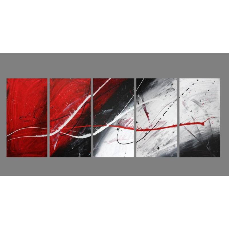 800x800 5 Canvas Abstract Red Black White Oil Painting - Black Red White Painting
