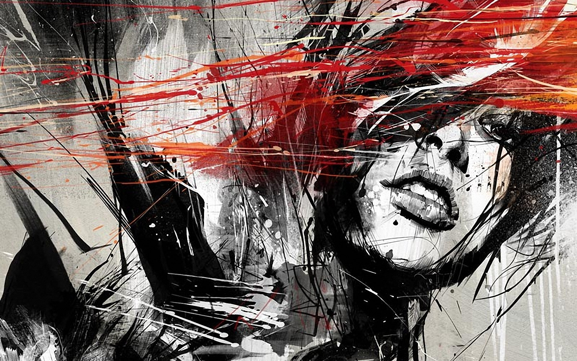 1920x1200 Pictures Black Red And White Painting, - Black Red White Painting