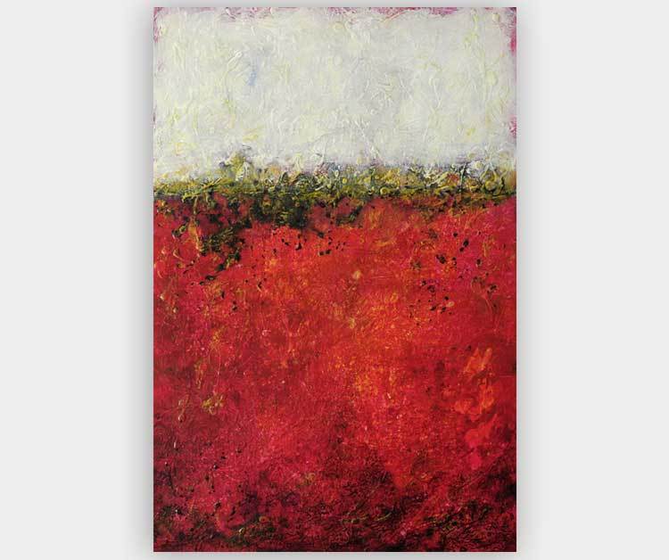 750x628 Abstract Wall Art, Large Painting, Red, White, Gold - Black Red White Painting