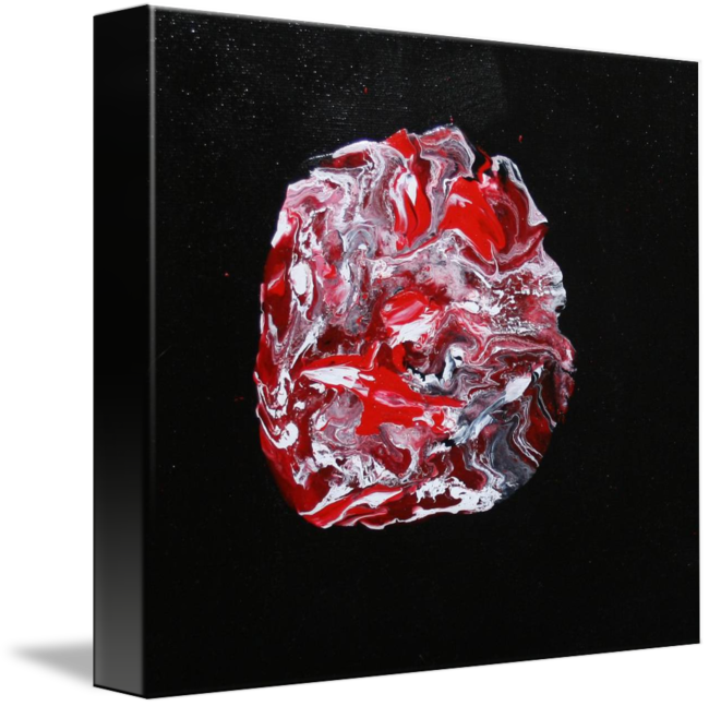 650x647 Black, Red, White Marble On Black By Lisa Caprelli - Black Red White Painting