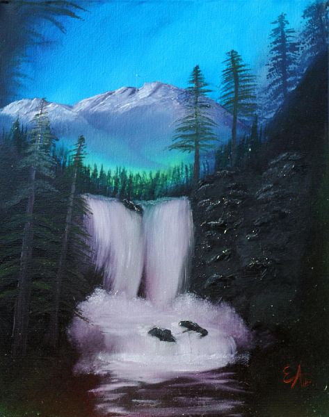 473x600 Black Rock Falls Painting - Black Rock Painting