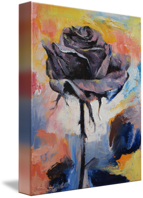 472x650 Black Rose By Michael Creese - Black Rose Painting