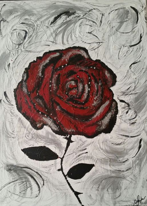 515x720 Red Amp Black Rose - Black Rose Painting