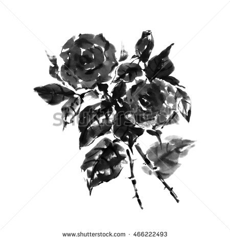 450x470 Black Rose Painting Single Black Rose Watercolor Painted Stock - Black Rose Painting