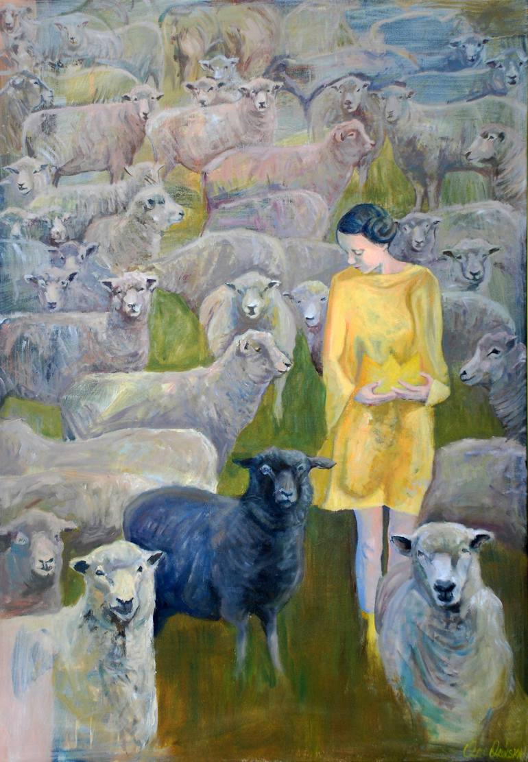 770x1111 Saatchi Art Black Sheep Painting By Katarzyna - Black Sheep Painting