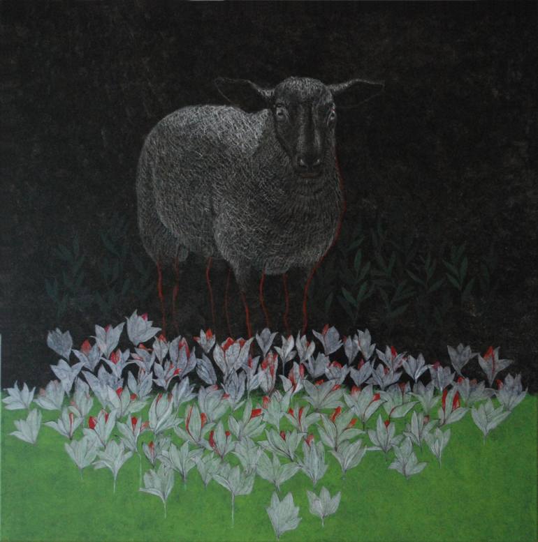 770x777 Saatchi Art Black Sheep Painting By Malissin - Black Sheep Painting