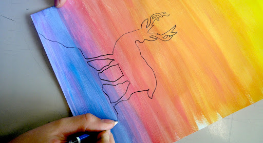 512x279 Silhouette On Colorful Gradation - Black Silhouette Painting