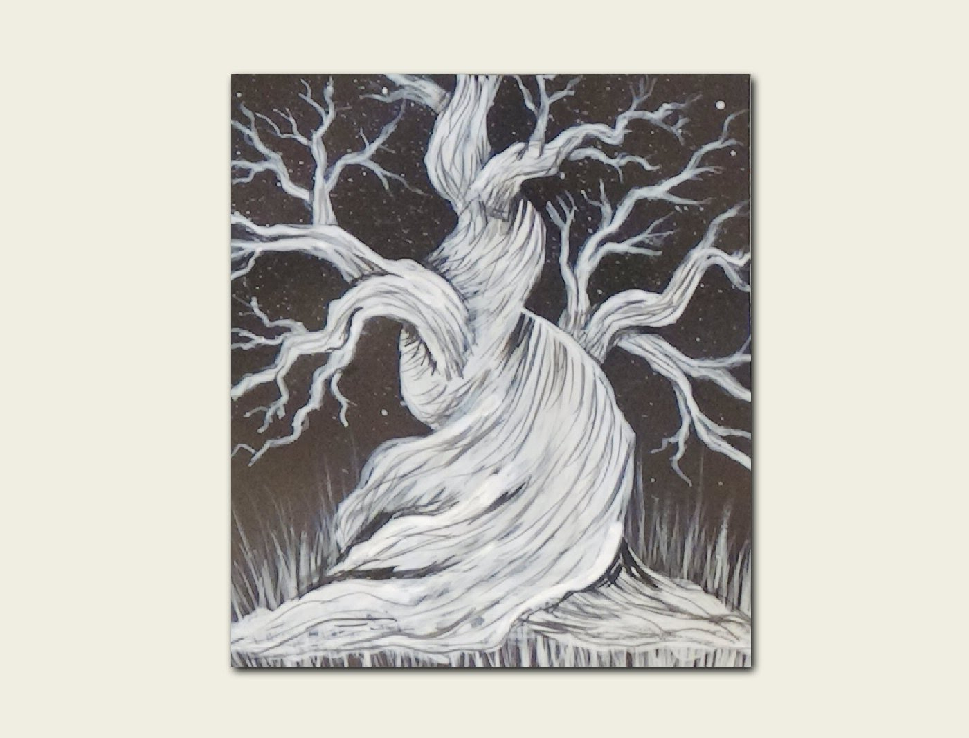 1400x1066 Black And White Tree Painting White Silhouette Painting - Black Silhouette Painting