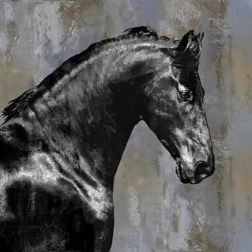 490x490 East Urban Home - Black Stallion Painting