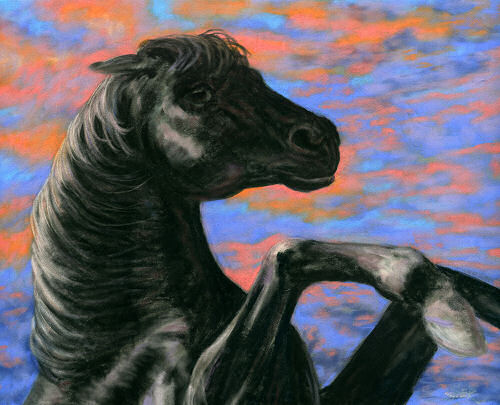 500x405 Rebel Yell - Black Stallion Painting