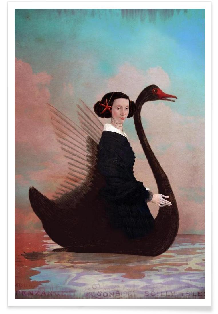 762x1100 Black Swan As Poster In Wooden Frame By Catrin Welz Stein Juniqe - Black Swan Painting