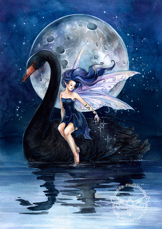 530x750 Black Swan Ll By Jannafairyart - Black Swan Painting