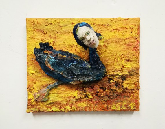 570x447 Buy Black Swan In A Yellow Lake - Black Swan Painting